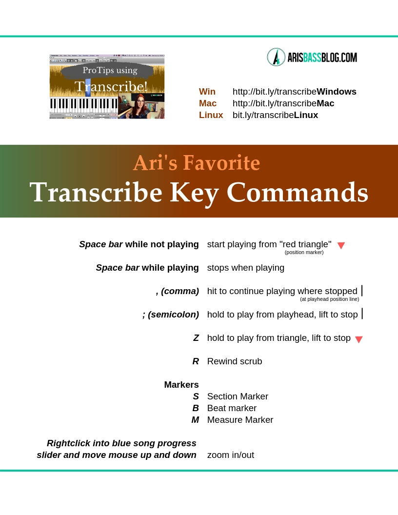 Transcribe! Key commands