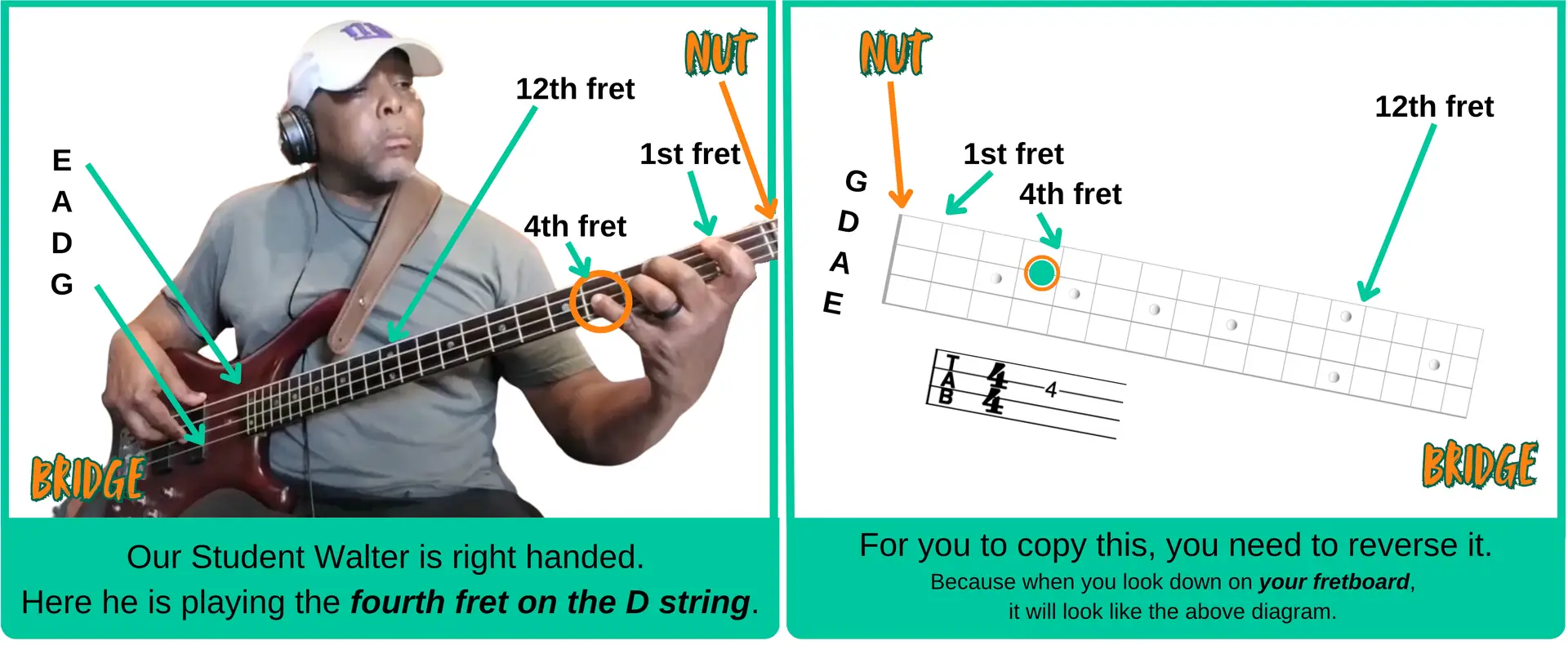 bass guitar notes Ariane Cap right handed